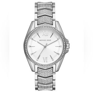 Michael Kors Whitney Womens Pave Glitz Watch, Silver Stainless Steel Mk6687